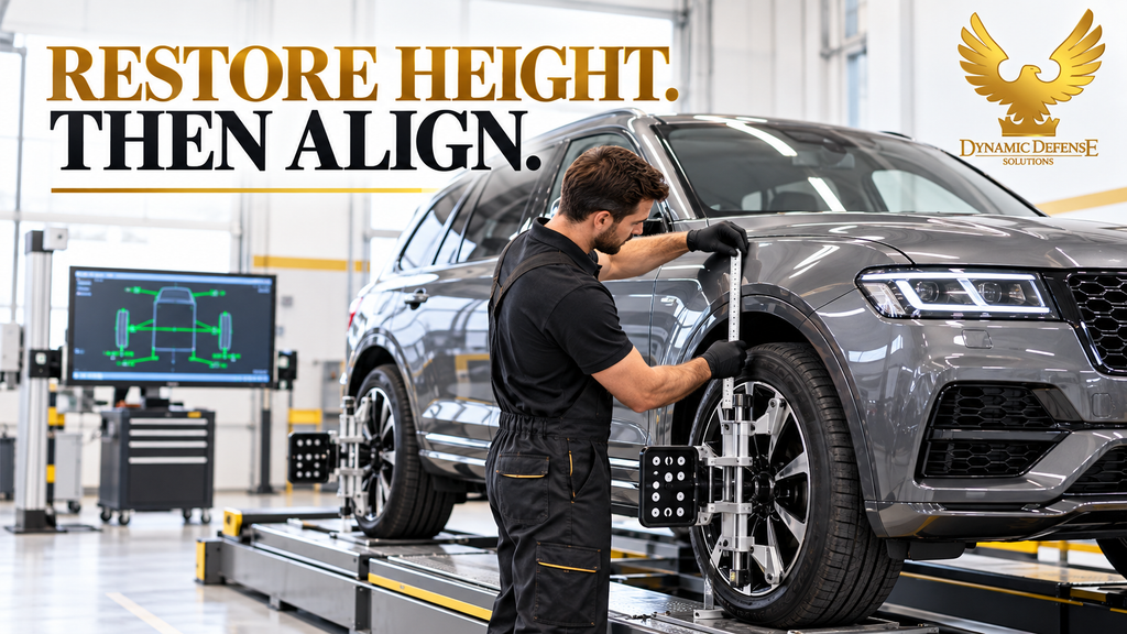 SUV ride height check before wheel alignment 6
